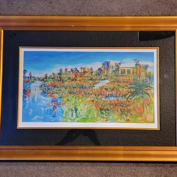 YUVAL WOLFSON GALLERY PIECE SERIGRAPH AUTUMN REFLECTIONS SIGNED 21X30" FRAMED - Picture 5 of 8